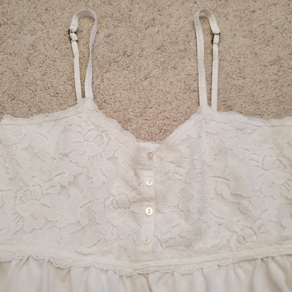 Hollister white lace spaghetti strap babydoll tank top XS - Picture 2 of 4
